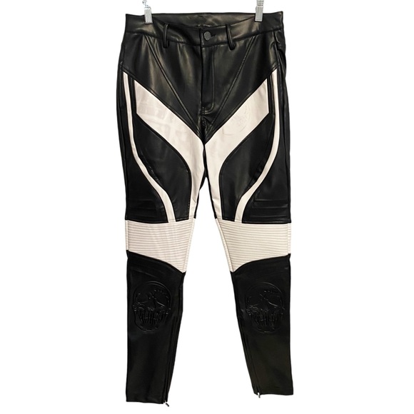 Guapi Aaron Wilhelm Pants Mens Size 30 Faux Leather Moto Skulls Goth Biker